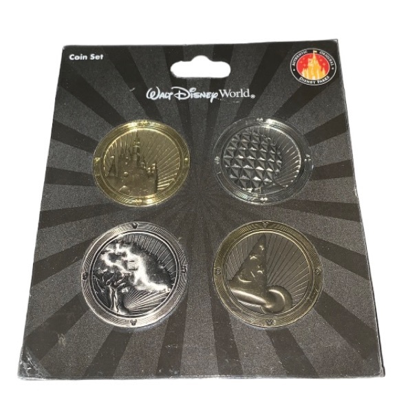 🇺🇸 Walt Disney World Exclusive Theme Park Icons Metal Coin Set (4) Collectible - Picture 2 of 5